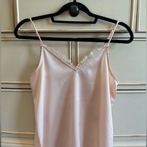 Item: Light pink tank top with lace neckline, Brand: So, Size: Small